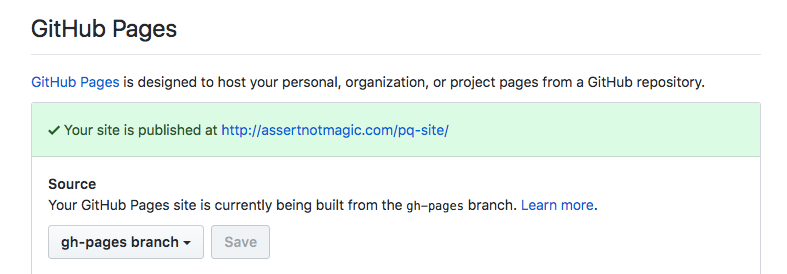 GitHub Pages Settings