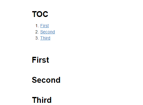 Rendered table of contents