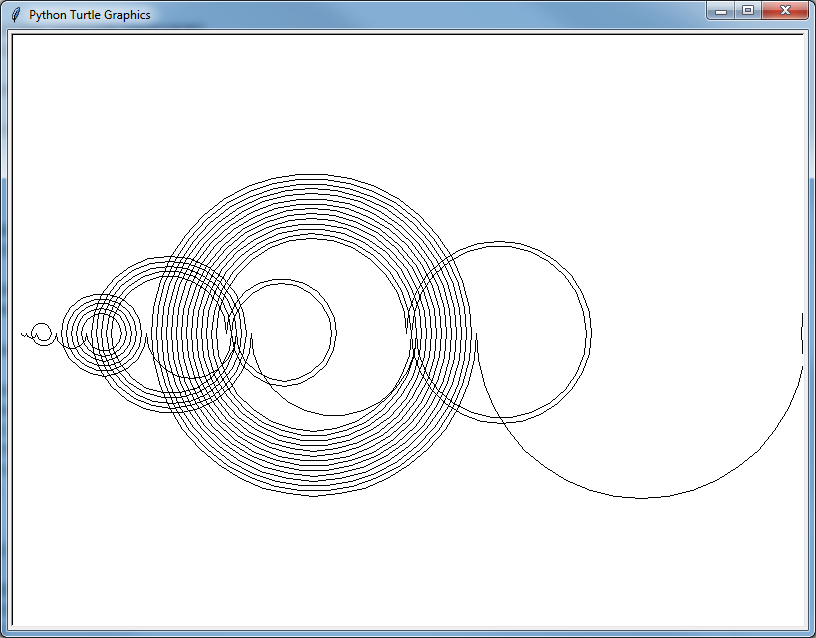 Our turtle spirals in beautiful, large, interesting circles.